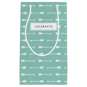 Mint & White Arrows Pattern Customised Gift Bag