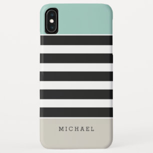 Mint White Black Beige Stripes - Simple Elegant Case-Mate iPhone Case