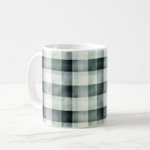 Mint White Black Plaid Stripes Coffee Mug