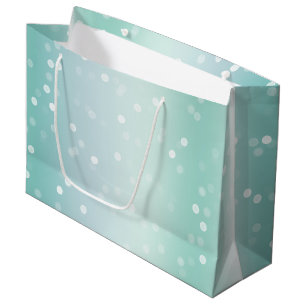 Mint White Bokeh Dots Bow Cupcake Christmas Large Gift Bag