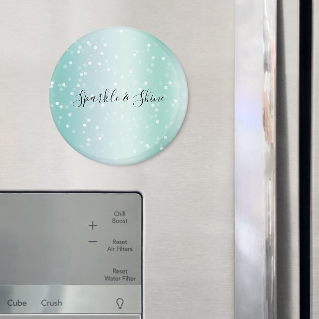 Mint White Bokeh Dots Celebration Magnet (In Situ (Fridge))