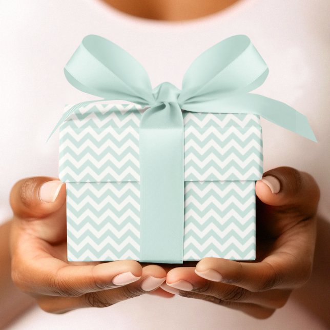 Mint & White Chevron Stripe Baby Shower Wrapping Paper (Cute Mint and White Chevron Stripes Pattern for Baby. Elegant Pastel Mint & White Zigzag Lines.)