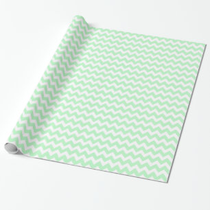 Mint White Chevron Zig-Zag Pattern Wrapping Paper