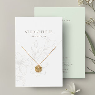 Mint & White Chic Floral Business Display