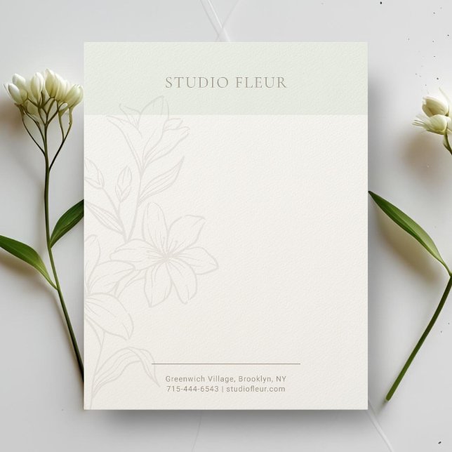 Mint & White | Chic Minimal Floral Letterhead (Creator Uploaded)