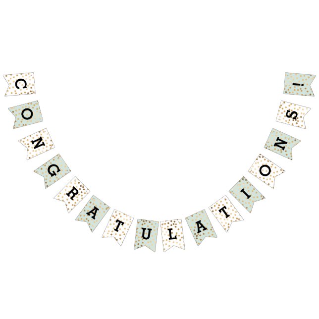 Mint White Faux Gold Glitter Dots Congratulations Bunting (All)