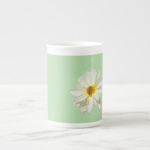 Mint White Flower & Honeybee Bone China Mug