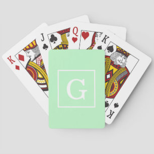 Mint White Framed Initial Monogram Playing Cards