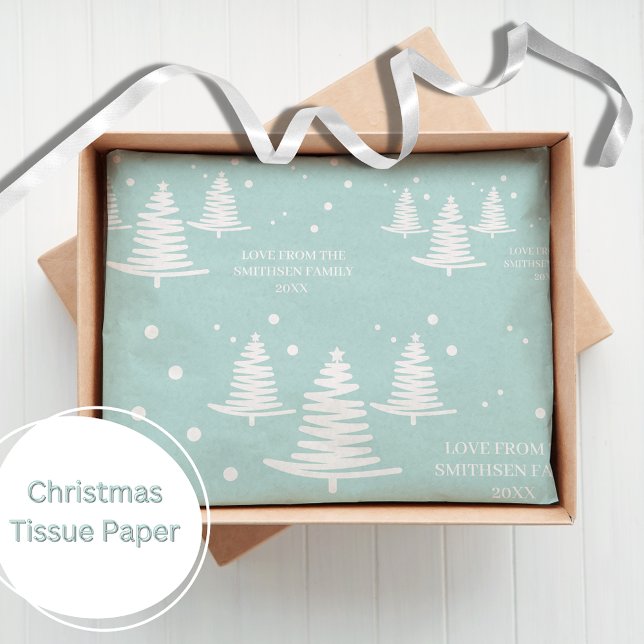 Mint White Minimalist Christmas Trees Tissue Paper (Creator Uploaded)