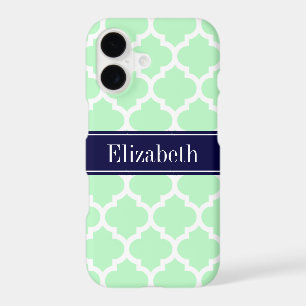 Mint White Moroccan #5 Navy Blue Name Monogram