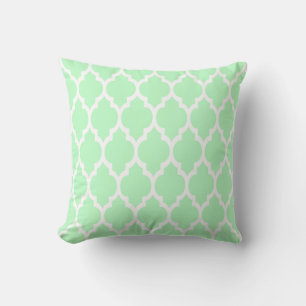 Mint White Moroccan Quatrefoil Pattern #4 Cushion