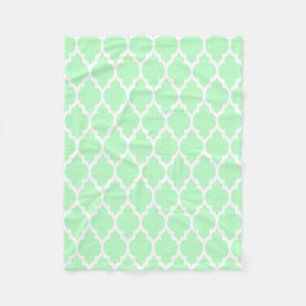 Mint White Moroccan Quatrefoil Pattern #4 Fleece Blanket