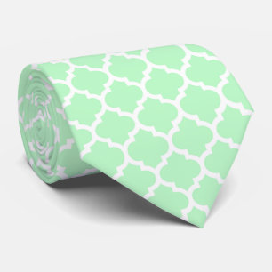 Mint White Moroccan Quatrefoil Pattern #5 Tie