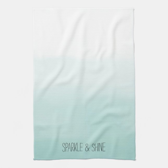 Mint White Ombre Watercolor Tea Towel (Vertical)