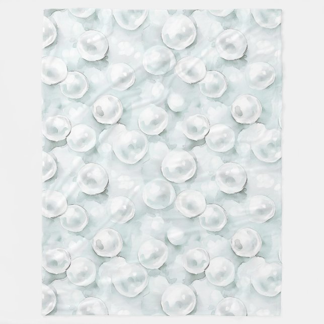 Mint White Pearls   Fleece Blanket (Front)