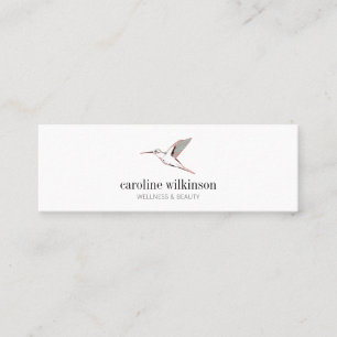 Mint white red elegant hummingbird illustration mini business card