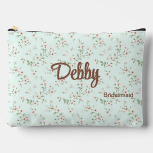 Mint + White Romantic Floral Wedding Party Accessory Pouch