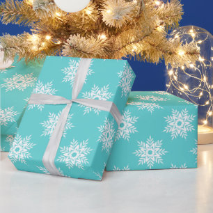 Mint White Snowflake Pattern  Wrapping Paper