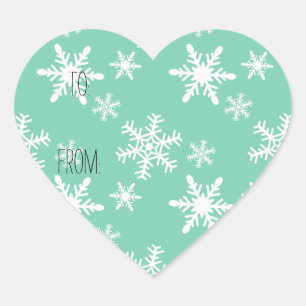 Mint White Snowflakes Gift Tag