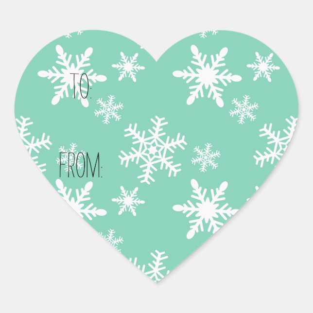 Mint White Snowflakes Gift Tag (Front)