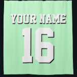 Mint White Sports Jersey Team Jersey Shower Curtain<br><div class="desc">Preppy Solid Colour Team Jersey / Sports Jersey / Football Jersey / Rugby Jersey with Custom Name Customise this with your own name or team name and a number. You can change the size, colour and placement of the text if you need to make changes, change the colour of or...</div>