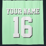 Mint White Sports Jersey Team Jersey Shower Curtain<br><div class="desc">Preppy Solid Colour Team Jersey / Sports Jersey / Football Jersey / Rugby Jersey with Custom Name Customise this with your own name or team name and a number. You can change the size, colour and placement of the text if you need to make changes, change the colour of or...</div>