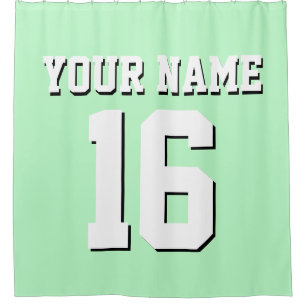 Mint White Sports Jersey Team Jersey Shower Curtain