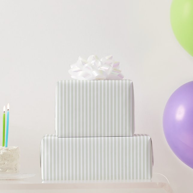 Mint White Stripes Birthday Wrapping Paper (Party Gifts)