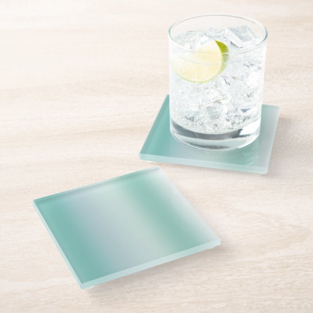 Mint White Stripes Glass Coaster (Angled)