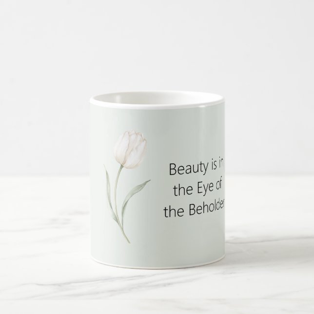 Mint White Tulip Flower Coffee Mug (Center)