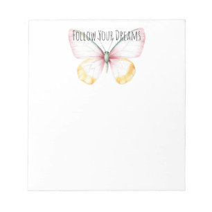 Mint White Yellow Pink Teal Butterfly Notepad