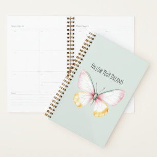 Mint White Yellow Pink Teal Butterfly Planner