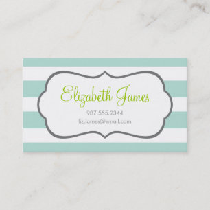 Mint Wide Stripe Business Card