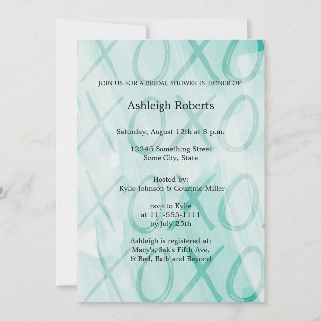 Mint XOXO Bridal Shower Invitation (Front)
