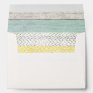 Mint & Yellow Cottage Rustic Wood Party Invitation Envelope