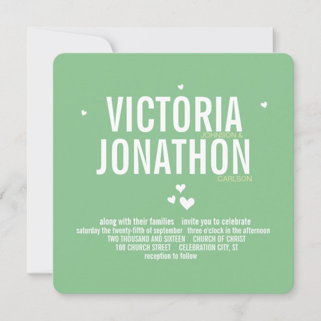 Mint Yellow Modern Geometric Pattern Typography Invitation (Front)