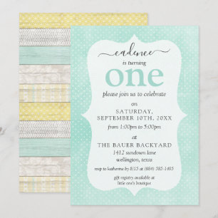 Mint & Yellow Rustic Cottage Custom Age Birthday Invitation