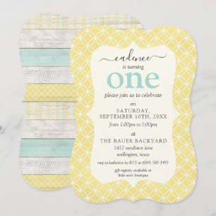 Mint & Yellow Rustic Cottage Custom Age Birthday Invitation