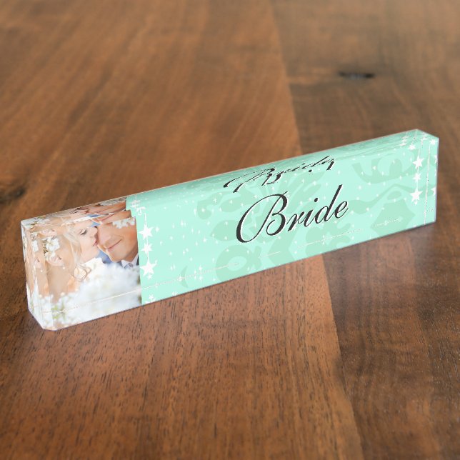 Mint Your Photo Bride's Wedding Name Plate (Side)