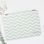 Mint Zig Zag Personalised Name iPad Mini Cover<br><div class="desc">Custom-designed iPad smart cover featuring pastel mint zig zag/chevron pattern with personalised name/monogram.</div>