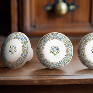 Mintons British Royal Blue Victorian Floral Ceramic Knob