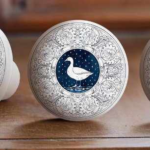 Mintons Goose British Royal Blue Victorian Ceramic Knob