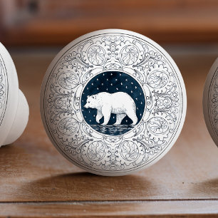 Mintons Grizzly Bear British Royal Blue Victorian Ceramic Knob