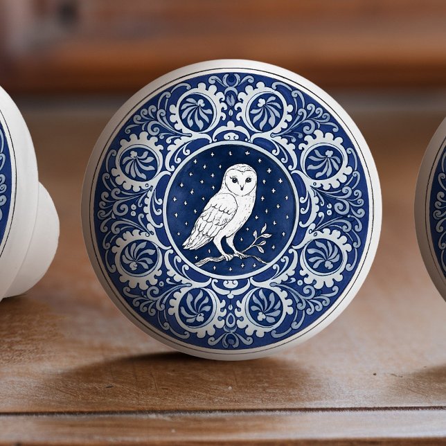 Mintons Owl British Royal Blue Victorian Ceramic Knob (Creator Uploaded)