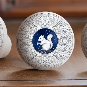 Mintons Squirrel British Royal Blue Victorian Ceramic Knob