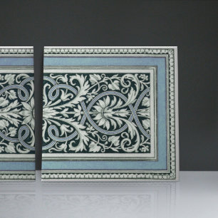 Mintons UK Classical Greek Floral Pattern Blue Tile