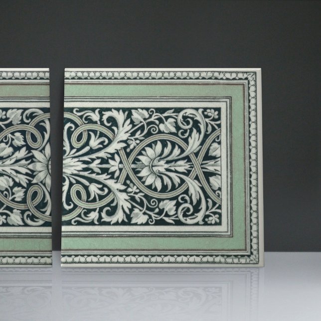 Mintons UK Classical Greek Floral Pattern Green Tile (Creator Uploaded)