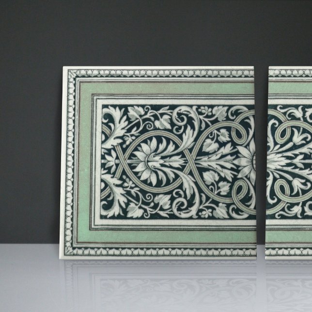 Mintons UK Classical Greek Floral Pattern Green Tile (Creator Uploaded)