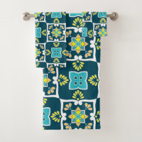 Minty and teal Azulejos with yellow elements