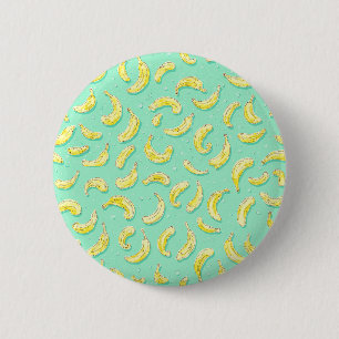 Minty Banana Pattern Fruit Lover's Delight 6 Cm Round Badge